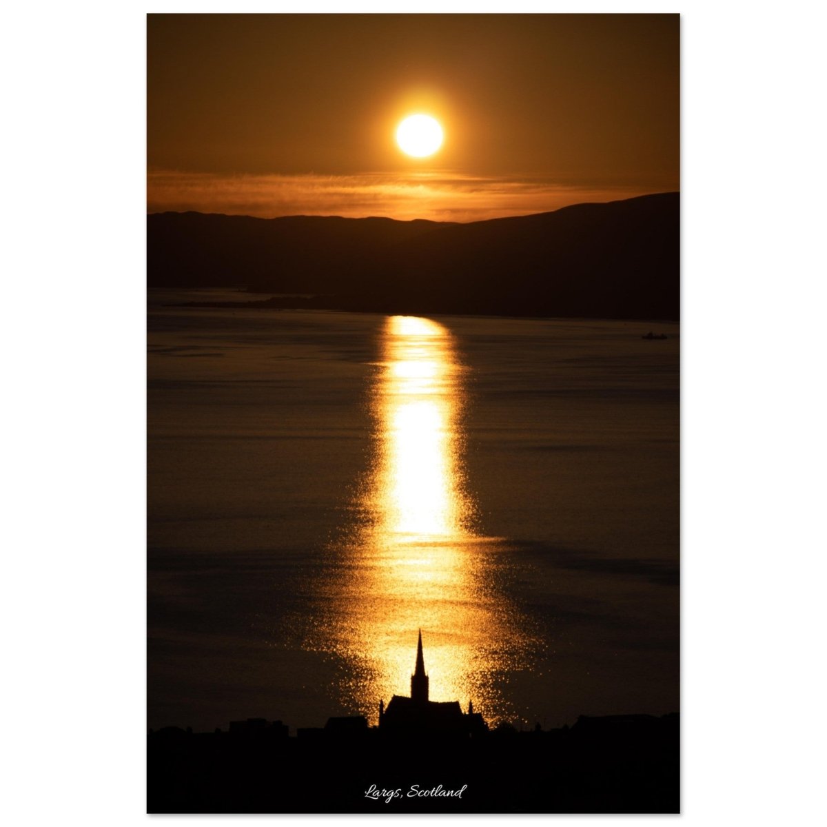 20x30 cm / 8x12″ The church of Largs at sunset by Picture This