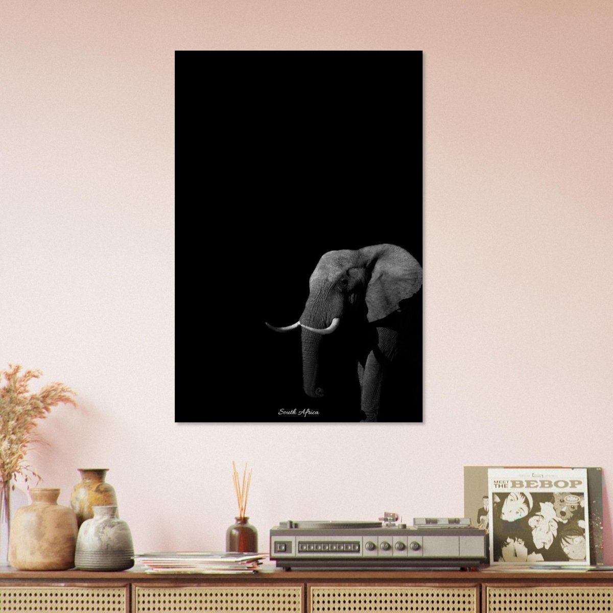 50x75 cm / 20x30″ Black & White Elephant by Picture This