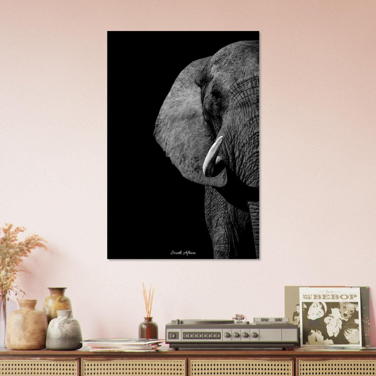 50x75 cm / 20x30″ Monochrome South African Elephant by Picture This